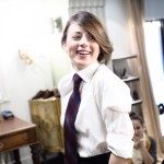 Lidia Pellecchia of Artisanal Milano wears a Neapolitan tie for women