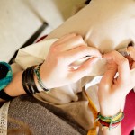 Student Francesca Gennari sews by hand. Photo by Salvo Sportato