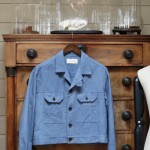 Denim-like jacket made of French linen in soft blue.